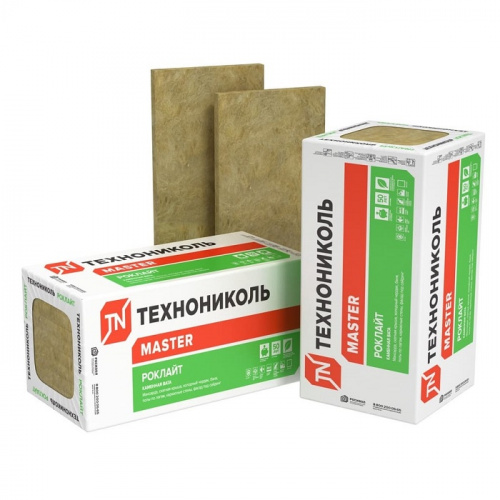 Теплоизоляция (базальт) ТЕХНОНИКОЛЬ Роклайт 1200х600х50 (0,288 куб.м., 5,76 кв.м., 8 плит)