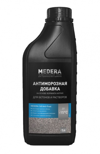 MEDERA 160 Anti-Frost -15°С.Антиморозная добавка на основе формиата натрия для бетонов и растворов, для работ при t не ниже -15ºС.1 литр.