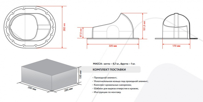 Проходной элемент G для фальцевой и готовой кровли Gervent, серый графит