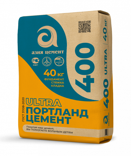 Цемент II/А-П32,5Н (ГОСТ31108-2020) (М-400) 40 кг "Азия Цемент"