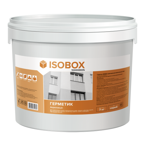 Герметик ISOBOX Акриловый для межпанельных швов (серый), 7кг