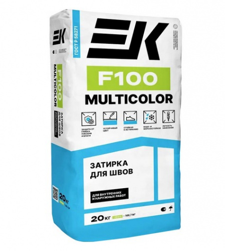 Затирка для узких швов ЕК F100 белая 20 кг