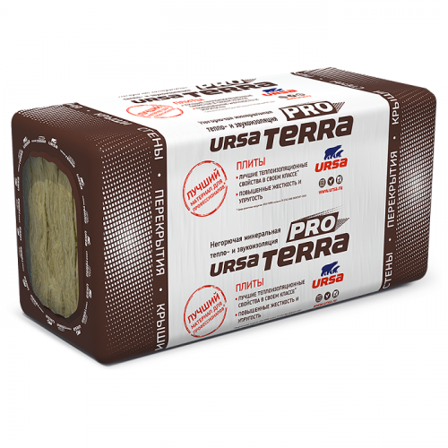 Теплоизоляция (стекловолокно) URSA TERRA 34 PN-PRO, плита, 1250х610х100 (9,15м2, 0,915м3, 12 плит в уп.)