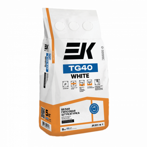 Белая гипсовая штукатурка для ручного нанесения ЕК TG40 WHITE 5 кг
